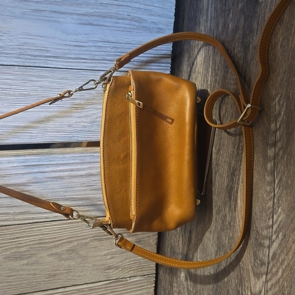 DIVINA FIRENZE ITALIAN Orange LEATHER CROSSBODY SHOULDER HANDBAG - Picture 3 of 15